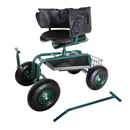 Rollbarer Gartensitz mit Stauraum und verstellbarer Höhe