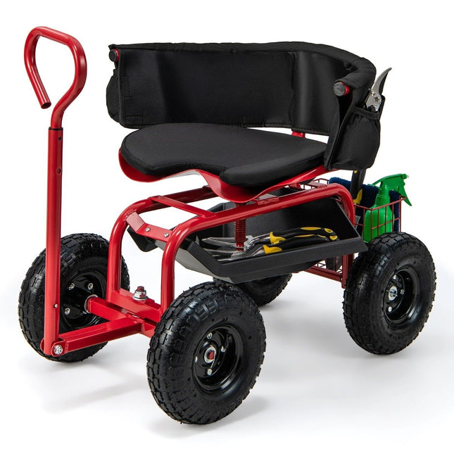 Rollbarer Gartensitz mit Stauraum und verstellbarer Höhe