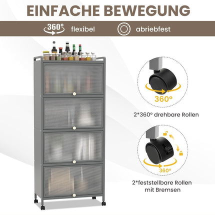 Rollbarer Küchenschrank mit Einlegeböden und Falttüren