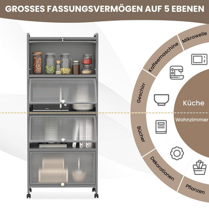 Rollbarer Küchenschrank mit Einlegeböden und Falttüren