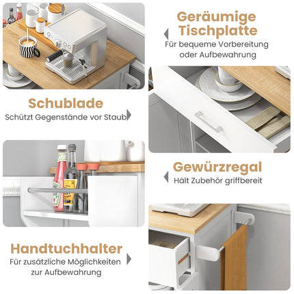 Küchenwagen mit Schublade, Gewürzregal und Handtuchhaltern