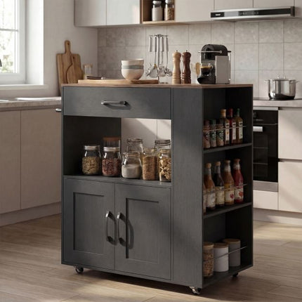 Rolling Kitchen Island Cart With Storage, Locking Wheels