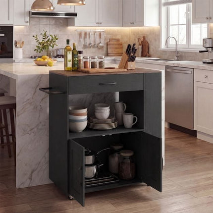 Rolling Kitchen Island Cart With Storage, Locking Wheels