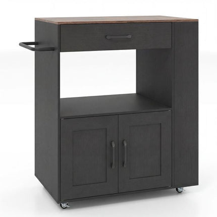 Rolling Kitchen Island Cart With Storage, Locking Wheels