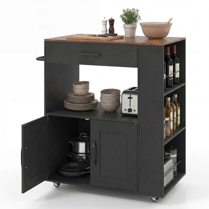 Rolling Kitchen Island Cart With Storage, Locking Wheels