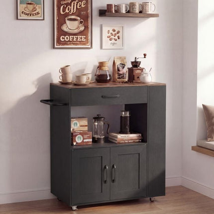 Rolling Kitchen Island Cart With Storage, Locking Wheels