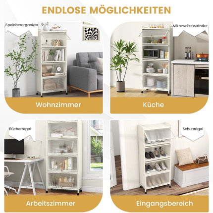 Rollregal mit Falttüren, 60x32x154 cm, Weiß