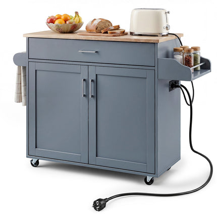 Rolling Kitchen Trolley with Drawer, Spice Rack & Towel Rail