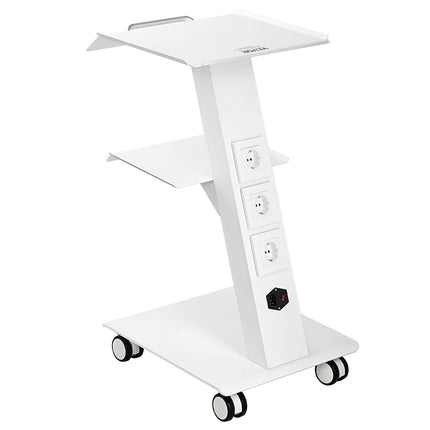 Rolling Lab Cart, 3-Tier Metal, Built-In Socket, 220 lb