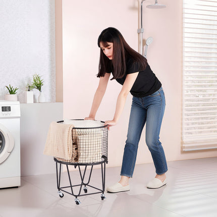 Rolling Laundry Cart, 360 Swivel Wheels, 27 kg Capacity