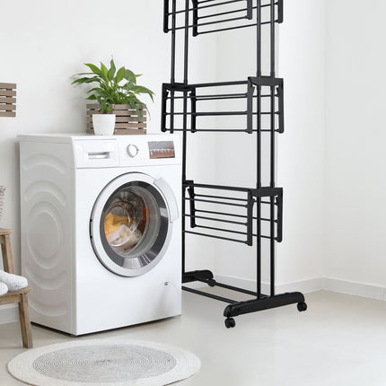 Rolling Laundry Drying Rack with Foldable Wings