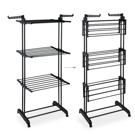 Rolling Laundry Drying Rack with Foldable Wings