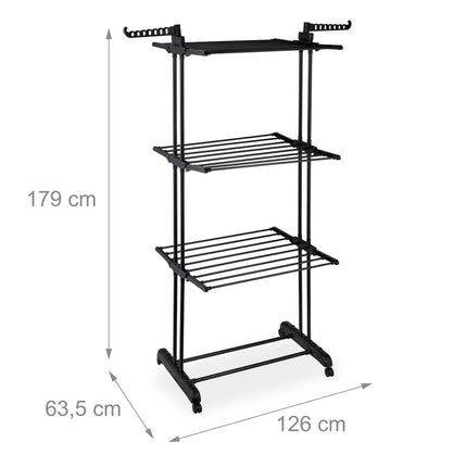 Rolling Laundry Drying Rack with Foldable Wings