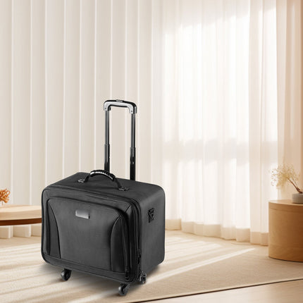 Rolling Makeup Train Case, 3-Tier, Waterproof, Wheels, Black