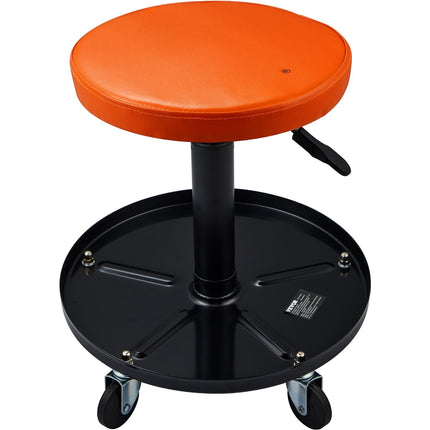 Rolling Mechanic Stool, 250 lb, Adjustable Height, Tool Tray