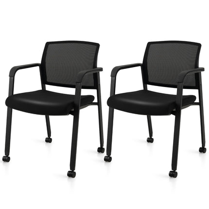 Rolling Office Chairs, Mesh Back, Stackable, Set of 2