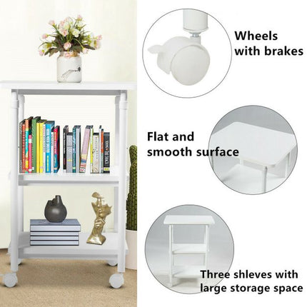 Rolling Printer Stand, 3-Tier, Height Adjustable, 50kg