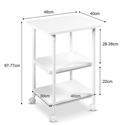 Rolling Printer Stand, 3-Tier, Height Adjustable, 50kg