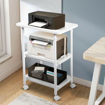 Rolling Printer Stand, 3-Tier, Height Adjustable, 50kg