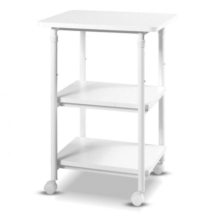 Rolling Printer Stand, 3-Tier, Height Adjustable, 50kg