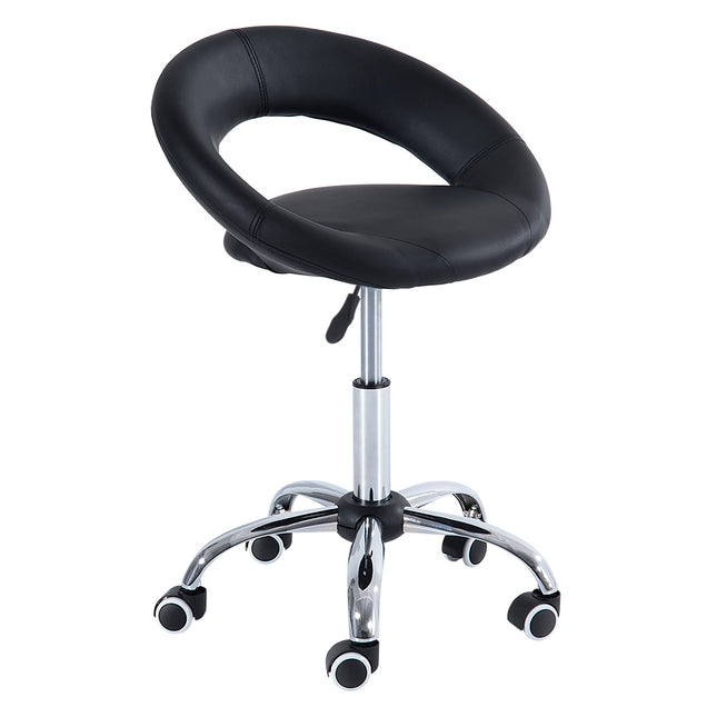 Höhenverstellbarer Drehhocker – schwarzes PU & Metall