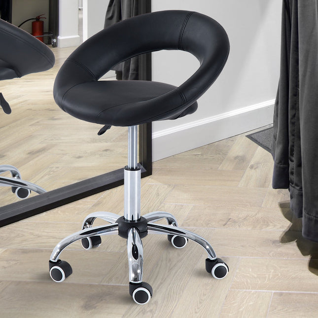 Höhenverstellbarer Drehhocker – schwarzes PU & Metall