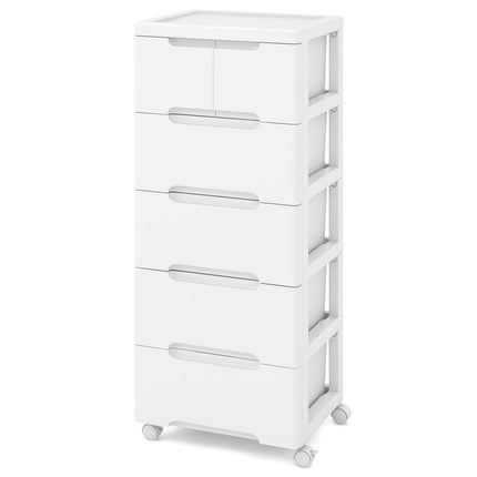 Rolling Storage Cabinet with 6 Drawers, PP Material