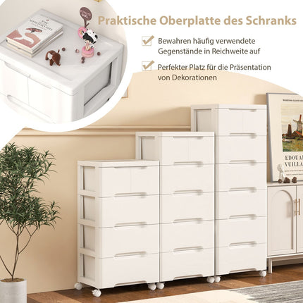 Rolling Storage Cabinet with 6 Drawers, PP Material