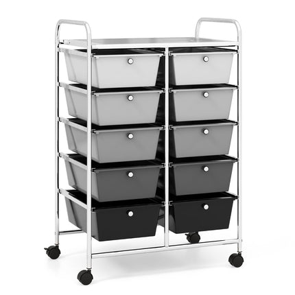 Rolling Storage Cart with 10 Drawers, Lockable Wheels