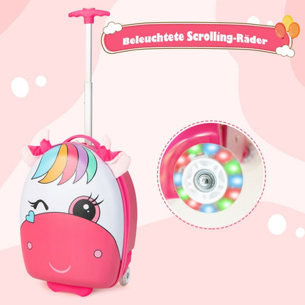 Rollkoffer Hartschale Handgepäck für Kinder 33 x 22 x 45 cm Rosa