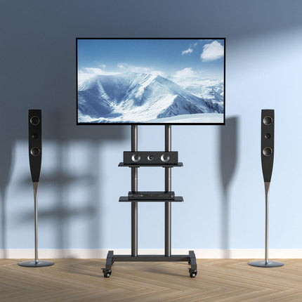Rolling TV Stand Cart, 32-70 Inch, Dual Tray, Wheels