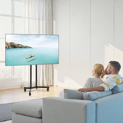 Rolling TV Stand for 32-65 Inch, Height Adjustable, Wheels