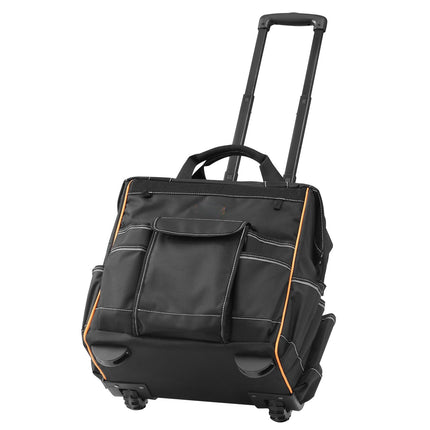 Rolling Tool Bag With Wheels, 110 lb, 25 Pockets