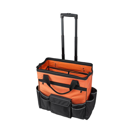 Rolling Tool Bag With Wheels, 27 Pockets, 110 Lb Capacity