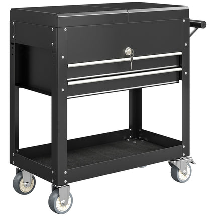 Rolling Tool Cabinet with Drawers, Lockable Steel, Black