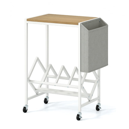 Rolling Turntable Stand with Vinyl Storage & Magazine Rack