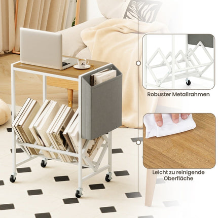 Rolling Turntable Stand with Vinyl Storage & Magazine Rack