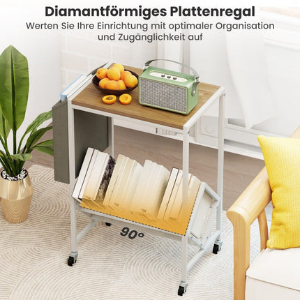 Rolling Turntable Stand with Vinyl Storage & Magazine Rack