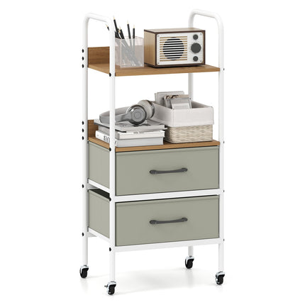 Rolling Utility Cart with 2 Fabric Drawers & 4 Wheels
