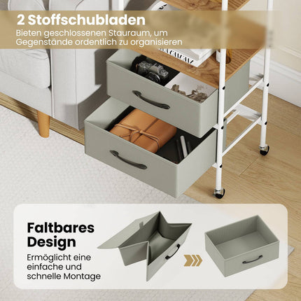 Rolling Utility Cart with 2 Fabric Drawers & 4 Wheels