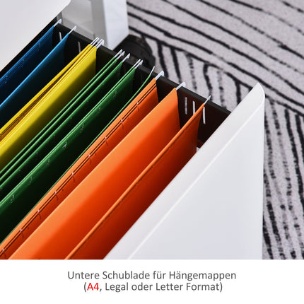 Abschließbarer Rollcontainer, 3 Schubladen, Stahl, weiß/grau