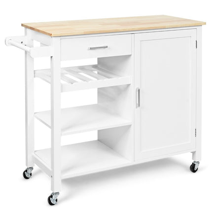 Küchenwagen mit Rollen Mobile Kücheninsel mit Schublade 100 x 48 x 90 cm Weiß
