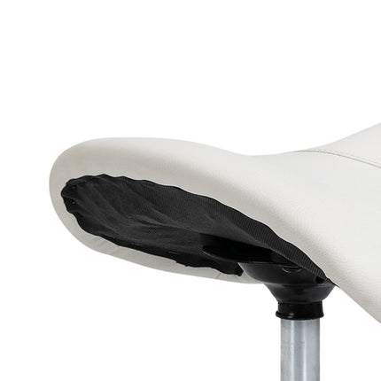 Height-adjustable white saddle Work stool, padded