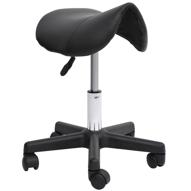 Höhenverstellbarer Rollhocker, Kunstleder, schwarz