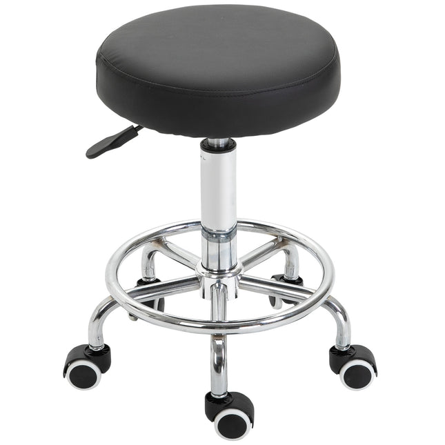 Höhenverstellbarer Rollhocker für den Salon, schwarz