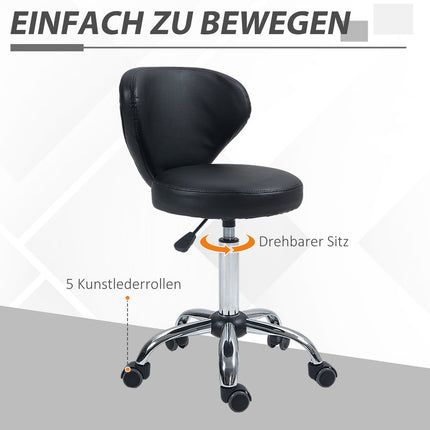 Otočná masážní stolička – nastavitelný ergonomický sedák, černá umělá kůže