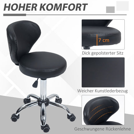 Otočná masážní stolička – nastavitelný ergonomický sedák, černá umělá kůže
