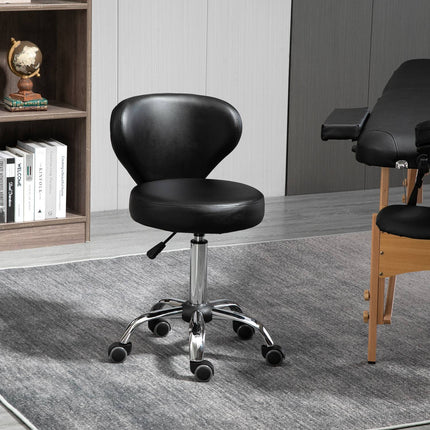 Otočná masážní stolička – nastavitelný ergonomický sedák, černá umělá kůže