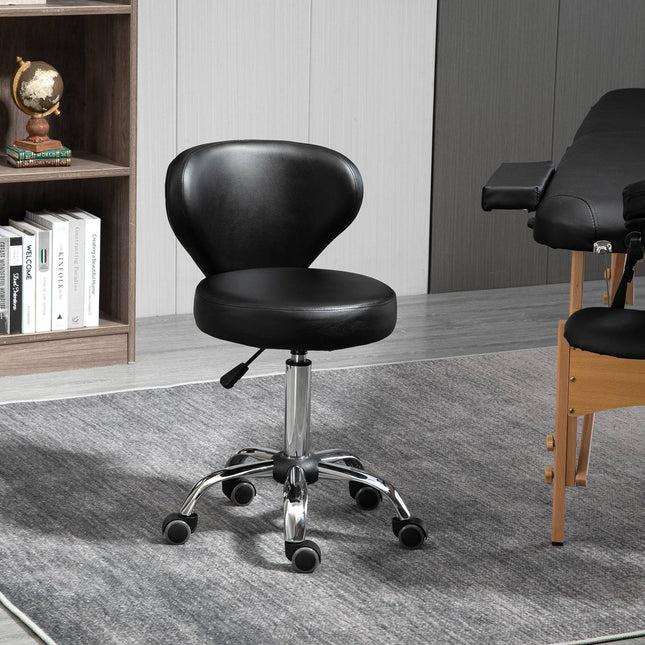 Drehbarer Massagestuhl – verstellbarer ergonomischer Sitz, schwarzes Kunstleder