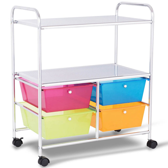 Rollwagen 4 Schubladen Bad Rollcontainer Küchenwagen mit Rollen 58,5 x 37 x 75 cm Bunt